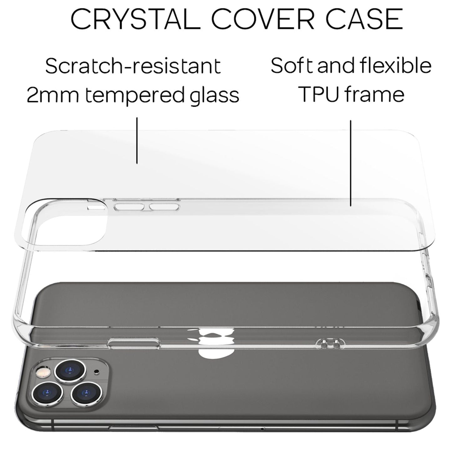 NALIA Hartglas Case kompatibel mit iPhone 11 Pro Max Hülle, Durchsichtiges Hardcase aus 9H Tempered Glass mit Silikon Bumper, Stoßfeste & Kratzfeste Handyhülle Cover Schutzhülle - Transparent