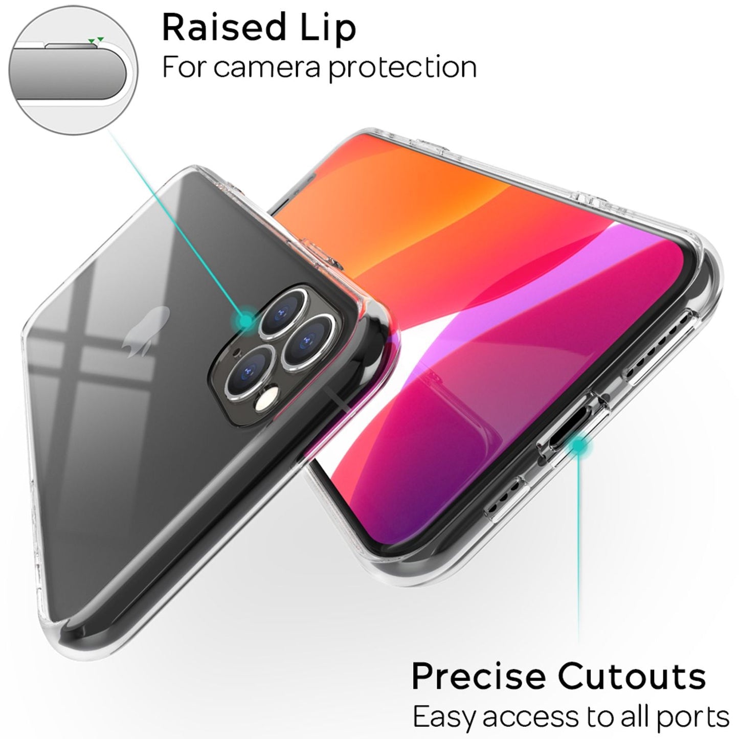 NALIA Hartglas Case kompatibel mit iPhone 11 Pro Hülle, Durchsichtiges Hardcase aus 9H Tempered Glass mit Silikon Bumper, Stoßfeste & Kratzfeste Handyhülle Cover Schutzhülle - Transparent