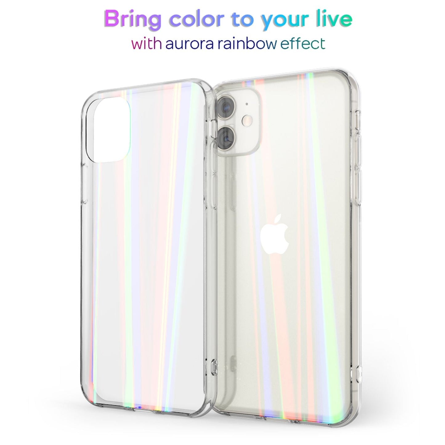 NALIA Transparente Glashülle für iPhone 11 – Holografischer Prisma-Effekt (Regenbogen Schimmer) – 9H Hartglas & Anti-Gelb – AURORA – Marke aus Berlin