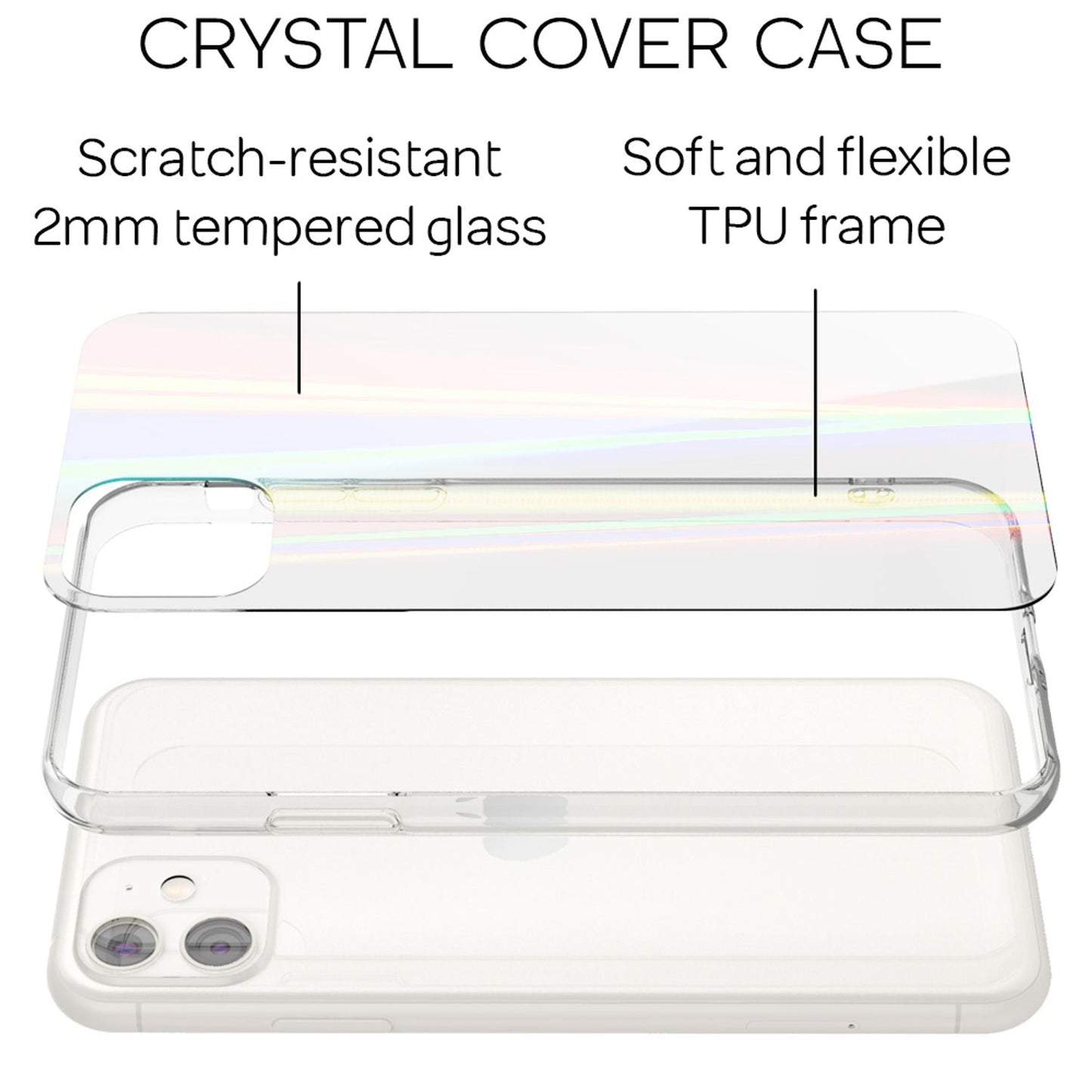 NALIA Transparente Glashülle für iPhone 11 – Holografischer Prisma-Effekt (Regenbogen Schimmer) – 9H Hartglas & Anti-Gelb – AURORA – Marke aus Berlin
