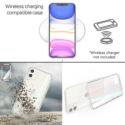 NALIA Transparente Glashülle für iPhone 11 – Holografischer Prisma-Effekt (Regenbogen Schimmer) – 9H Hartglas & Anti-Gelb – AURORA – Marke aus Berlin