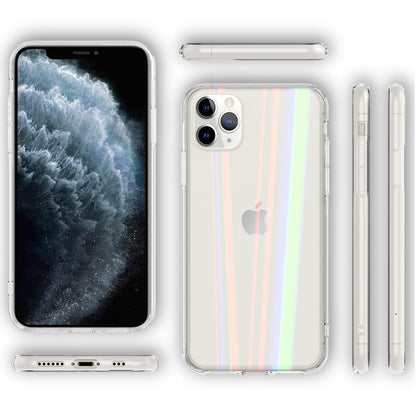 NALIA Hartglas Case kompatibel mit iPhone 11 Pro Max Hülle, Transparentes Regenbogen Hardcase aus Tempered Glass mit Silikon Bumper, bunt glänzende stoßfeste & kratzfeste Handyhülle Cover Schutzhülle