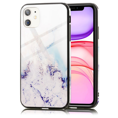 NALIA Hartglas Cover kompatibel mit iPhone 11 Hülle, Marmor Design Hard-Case aus 9H Tempered Glass & Silikon Bumper, Kratzfeste Handyhülle Phone Schutzhülle Handy-Tasche