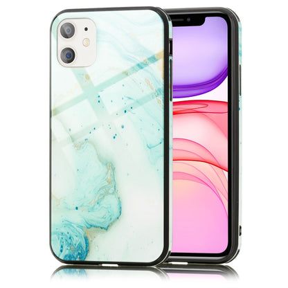 NALIA Hartglas Cover kompatibel mit iPhone 11 Hülle, Marmor Design Hard-Case aus 9H Tempered Glass & Silikon Bumper, Kratzfeste Handyhülle Phone Schutzhülle Handy-Tasche