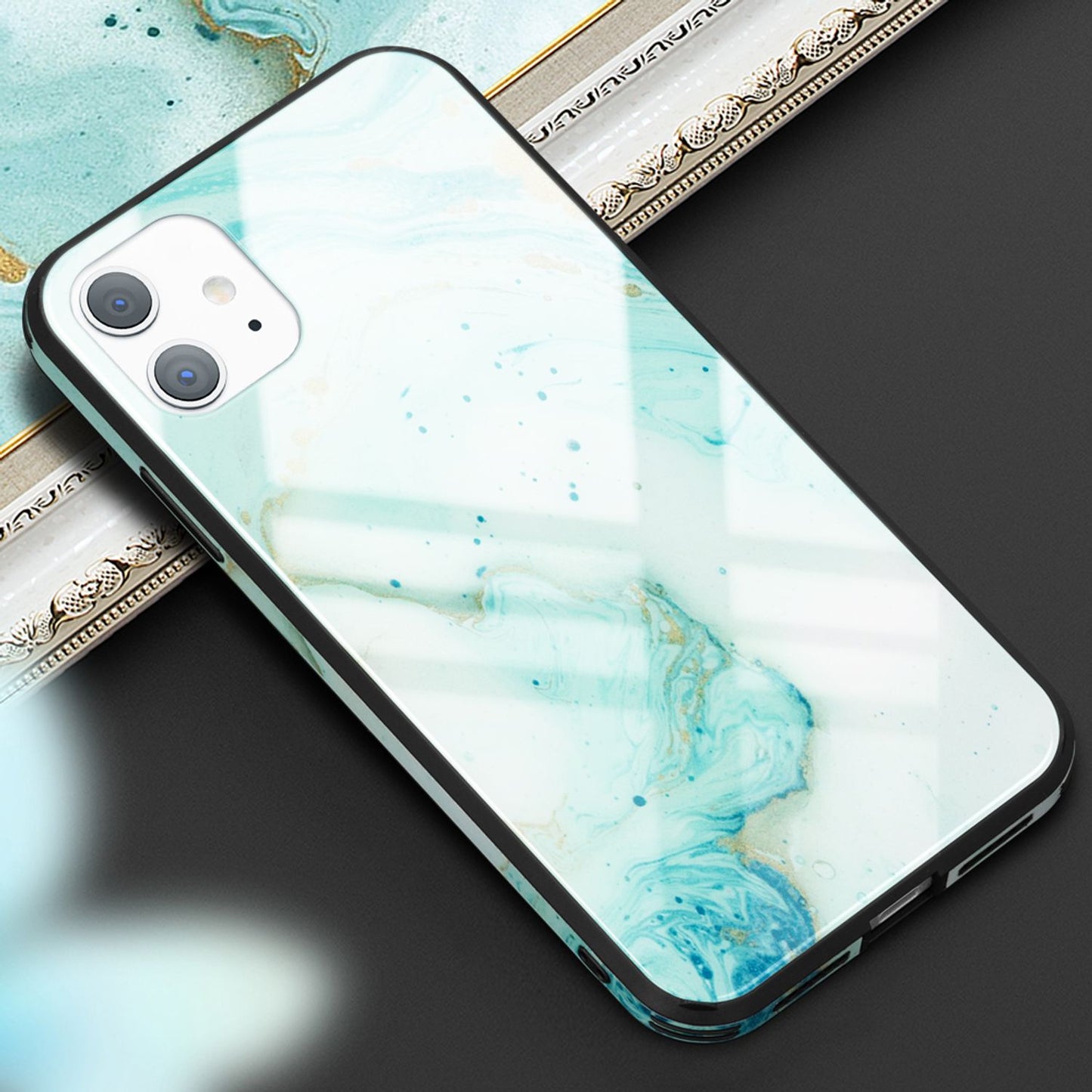 NALIA Hartglas Cover kompatibel mit iPhone 11 Hülle, Marmor Design Hard-Case aus 9H Tempered Glass & Silikon Bumper, Kratzfeste Handyhülle Phone Schutzhülle Handy-Tasche