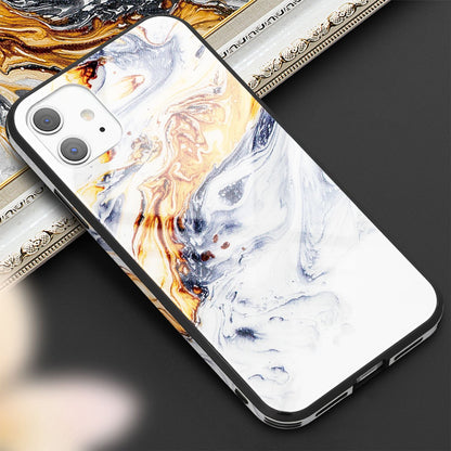 NALIA Hartglas Cover kompatibel mit iPhone 11 Hülle, Marmor Design Hard-Case aus 9H Tempered Glass & Silikon Bumper, Kratzfeste Handyhülle Phone Schutzhülle Handy-Tasche