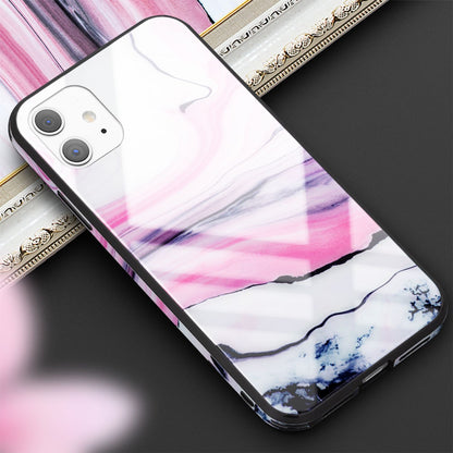 NALIA Hartglas Cover kompatibel mit iPhone 11 Hülle, Marmor Design Hard-Case aus 9H Tempered Glass & Silikon Bumper, Kratzfeste Handyhülle Phone Schutzhülle Handy-Tasche