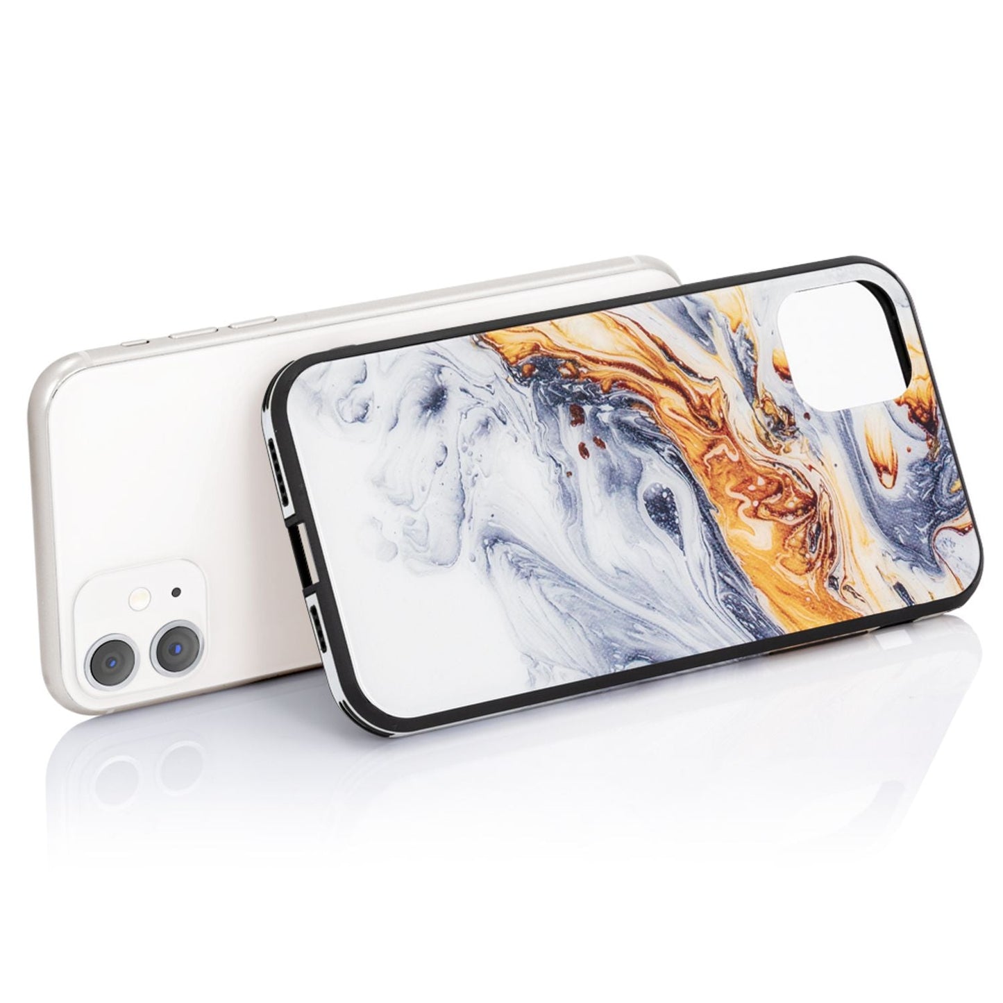 NALIA Hartglas Cover kompatibel mit iPhone 11 Hülle, Marmor Design Hard-Case aus 9H Tempered Glass & Silikon Bumper, Kratzfeste Handyhülle Phone Schutzhülle Handy-Tasche