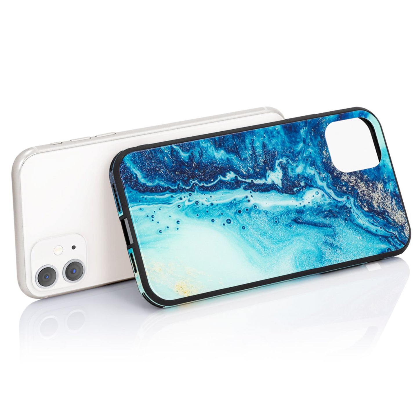 NALIA Hartglas Cover kompatibel mit iPhone 11 Hülle, Marmor Design Hard-Case aus 9H Tempered Glass & Silikon Bumper, Kratzfeste Handyhülle Phone Schutzhülle Handy-Tasche