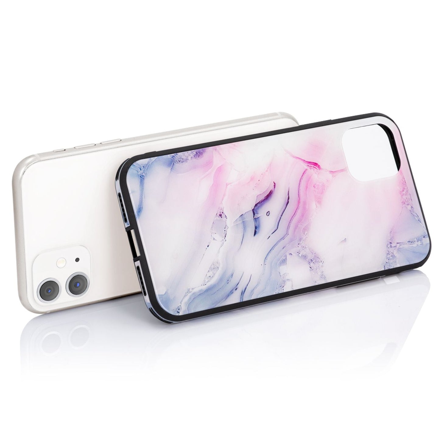 NALIA Hartglas Cover kompatibel mit iPhone 11 Hülle, Marmor Design Hard-Case aus 9H Tempered Glass & Silikon Bumper, Kratzfeste Handyhülle Phone Schutzhülle Handy-Tasche