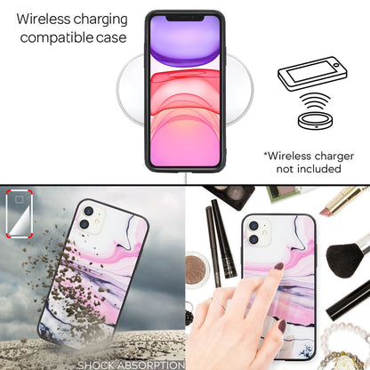NALIA Hartglas Cover kompatibel mit iPhone 11 Hülle, Marmor Design Hard-Case aus 9H Tempered Glass & Silikon Bumper, Kratzfeste Handyhülle Phone Schutzhülle Handy-Tasche
