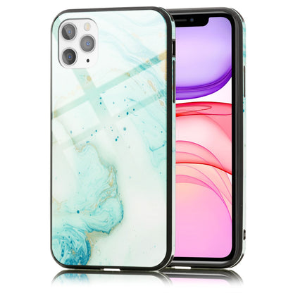 NALIA Marmor Glas Case für iPhone 11 Pro Max – Kratzfestes 9H Echtglas – MARBELLE (Silikon Bumper & Grip) – Marke aus Berlin