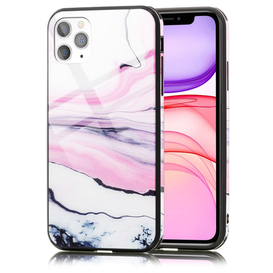 NALIA Marmor Glas Case für iPhone 11 Pro Max – Kratzfestes 9H Echtglas – MARBELLE (Silikon Bumper & Grip) – Marke aus Berlin