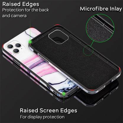 NALIA Marmor Glas Case für iPhone 11 Pro Max – Kratzfestes 9H Echtglas – MARBELLE (Silikon Bumper & Grip) – Marke aus Berlin