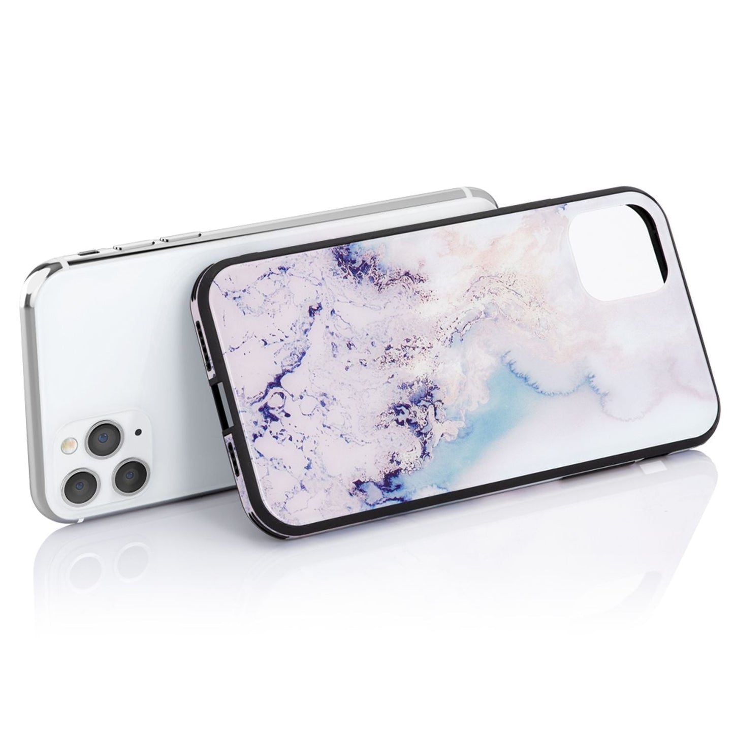 NALIA Marmor Glas Case für iPhone 11 Pro Max – Kratzfestes 9H Echtglas – MARBELLE (Silikon Bumper & Grip) – Marke aus Berlin