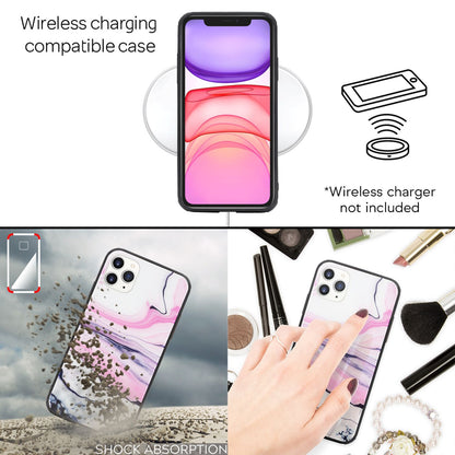 NALIA Marmor Glas Case für iPhone 11 Pro Max – Kratzfestes 9H Echtglas – MARBELLE (Silikon Bumper & Grip) – Marke aus Berlin