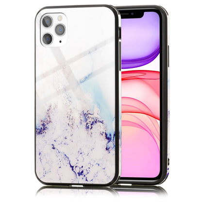 NALIA Hartglas Cover kompatibel mit iPhone 11 Pro Hülle, Marmor Design Hard-Case aus 9H Tempered Glass & Silikon Bumper, Kratzfeste Handyhülle Phone Schutzhülle Handy-Tasche