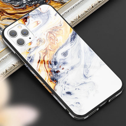 NALIA Hartglas Cover kompatibel mit iPhone 11 Pro Hülle, Marmor Design Hard-Case aus 9H Tempered Glass & Silikon Bumper, Kratzfeste Handyhülle Phone Schutzhülle Handy-Tasche