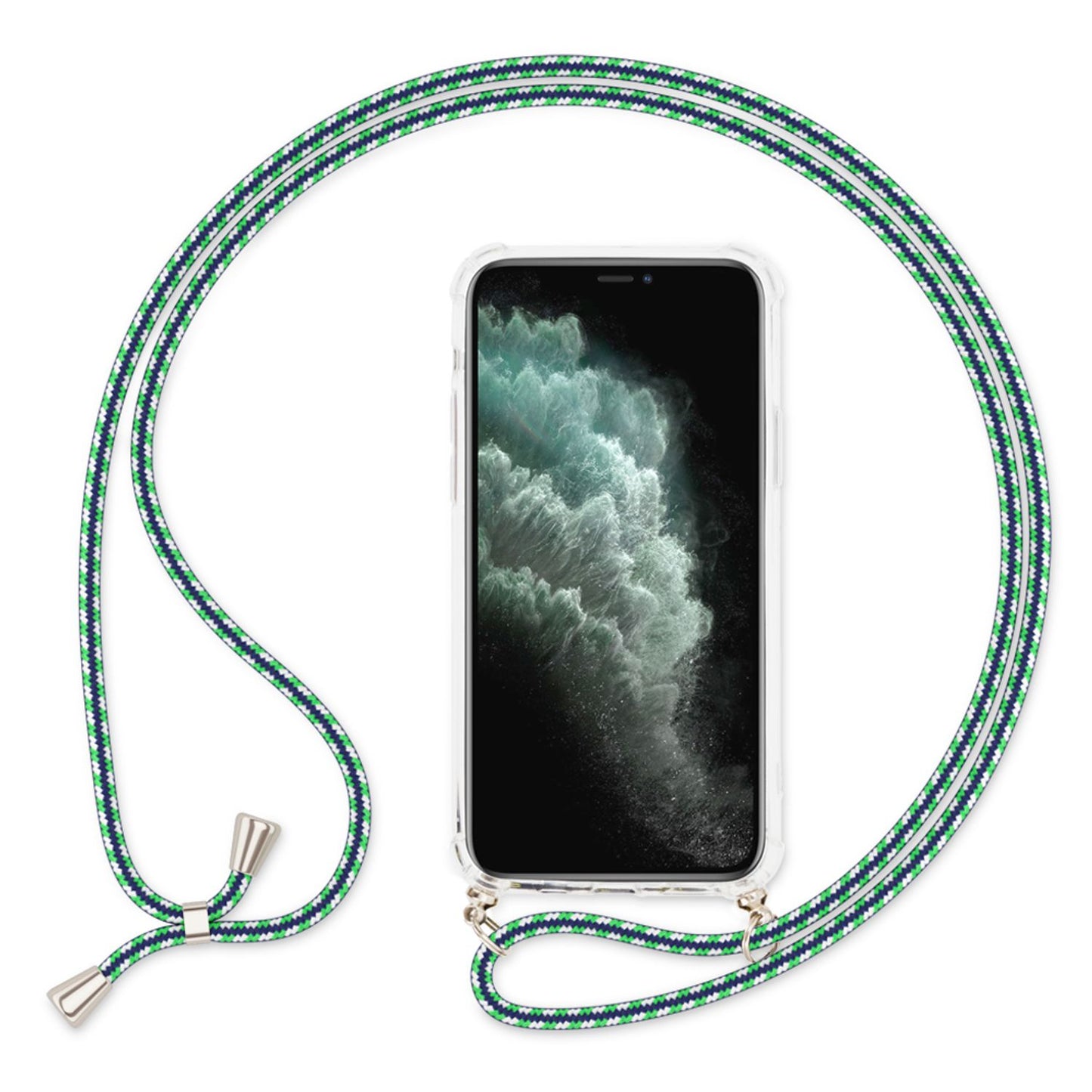 NALIA Handykette für iPhone 11 Pro Max – Transparentes Hybrid-Case & Band – HANGIT (Anti-Gelb Rückseite & Verstellbar) – Marke aus Berlin