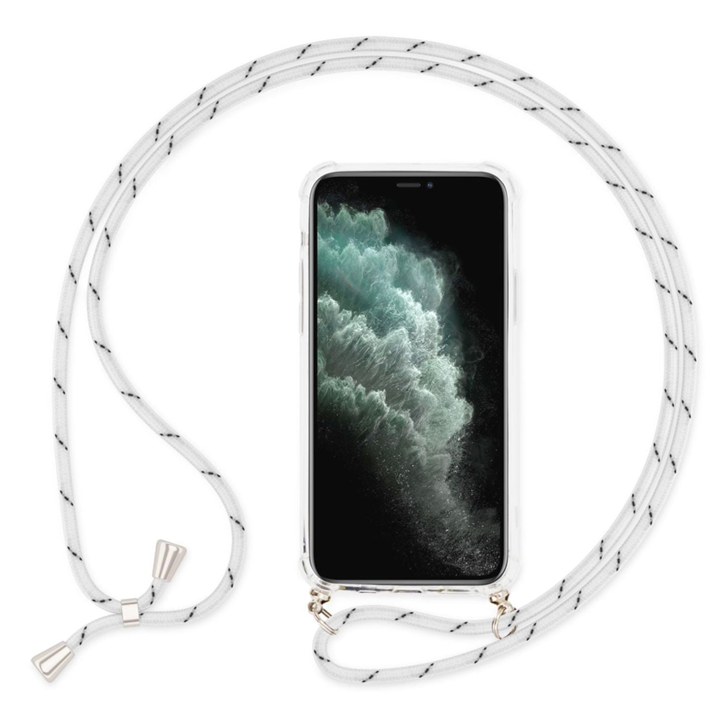 NALIA Handykette für iPhone 11 Pro Max – Transparentes Hybrid-Case & Band – HANGIT (Anti-Gelb Rückseite & Verstellbar) – Marke aus Berlin