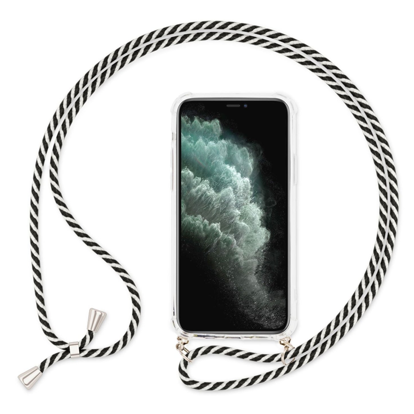 NALIA Handykette für iPhone 11 Pro – Transparentes Hybrid-Case & Band – HANGIT (Anti-Gelb Rückseite & Verstellbar) – Marke aus Berlin