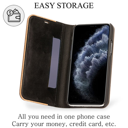 NALIA Echt-Holz Flipcase kompatibel mit iPhone 11 Hülle, Premium Wood Etui Handyhülle mit Klappe, Handy-Tasche Phone Case Cover Schutzhülle Flipcover Klapphülle, Rundum Wallet Schutz Bumper - Walnuss
