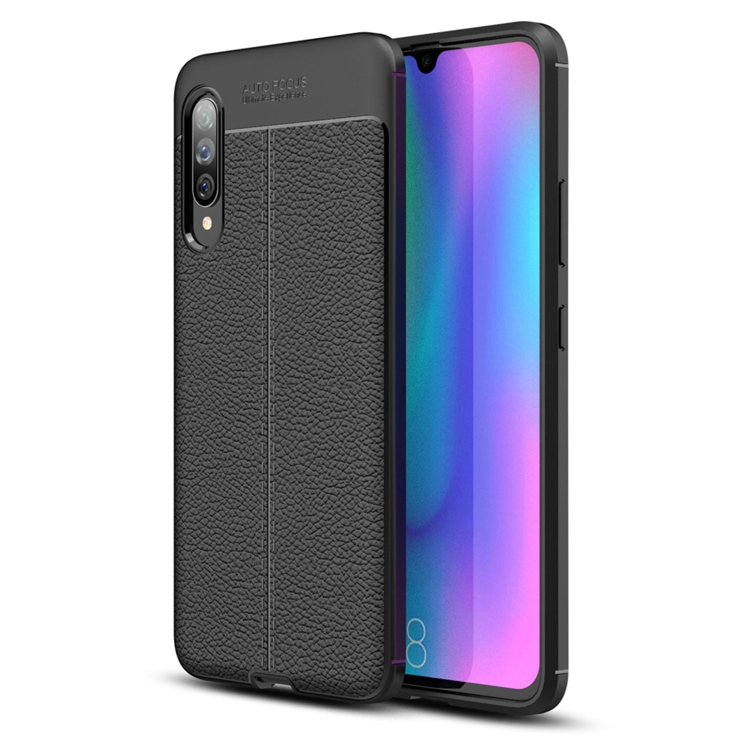 NALIA Design Case kompatibel mit Samsung Galaxy A90 5G Hülle, Leder Optik Stylische Handyhülle Stoßfeste Silikon Schutzhülle, Slim Phone Backcover Dünne Handy-Tasche Cover Etui Kratzfest - Schwarz