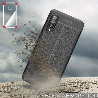 NALIA Design Case kompatibel mit Samsung Galaxy A90 5G Hülle, Leder Optik Stylische Handyhülle Stoßfeste Silikon Schutzhülle, Slim Phone Backcover Dünne Handy-Tasche Cover Etui Kratzfest - Schwarz