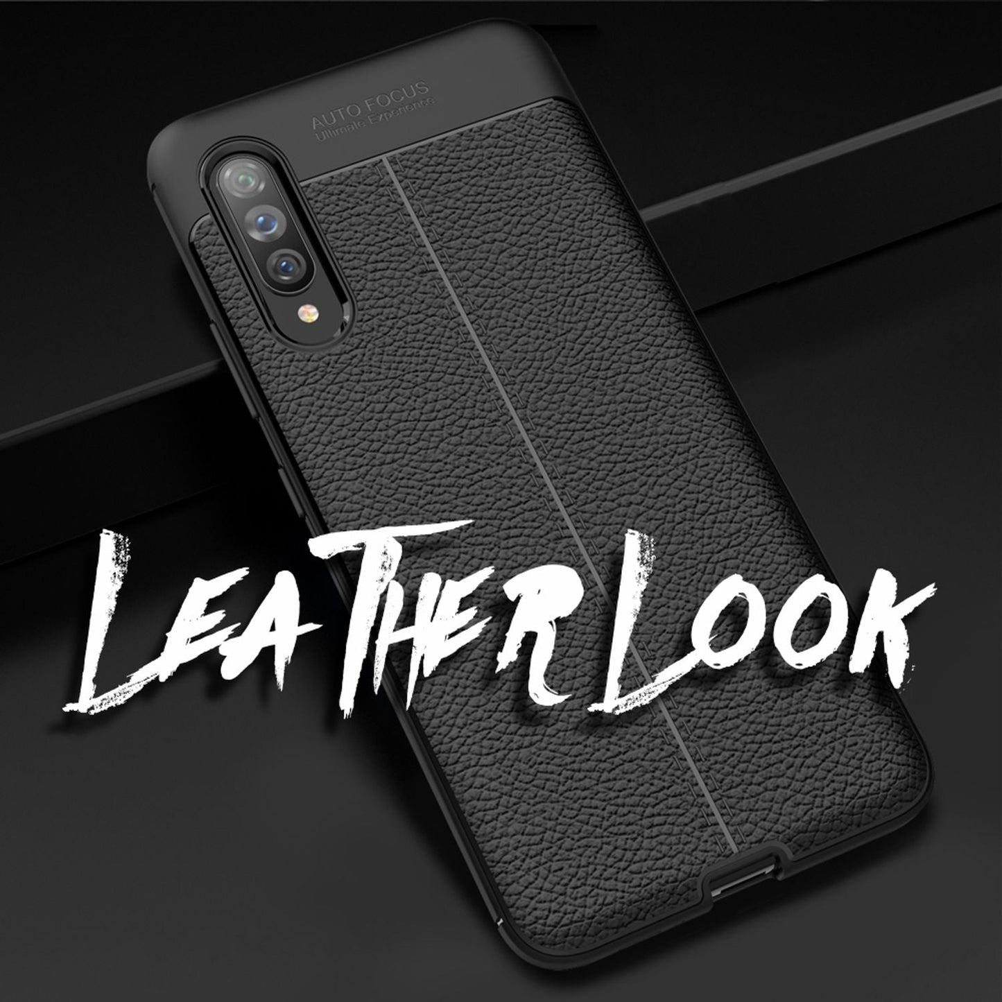 NALIA Design Case kompatibel mit Samsung Galaxy A90 5G Hülle, Leder Optik Stylische Handyhülle Stoßfeste Silikon Schutzhülle, Slim Phone Backcover Dünne Handy-Tasche Cover Etui Kratzfest - Schwarz