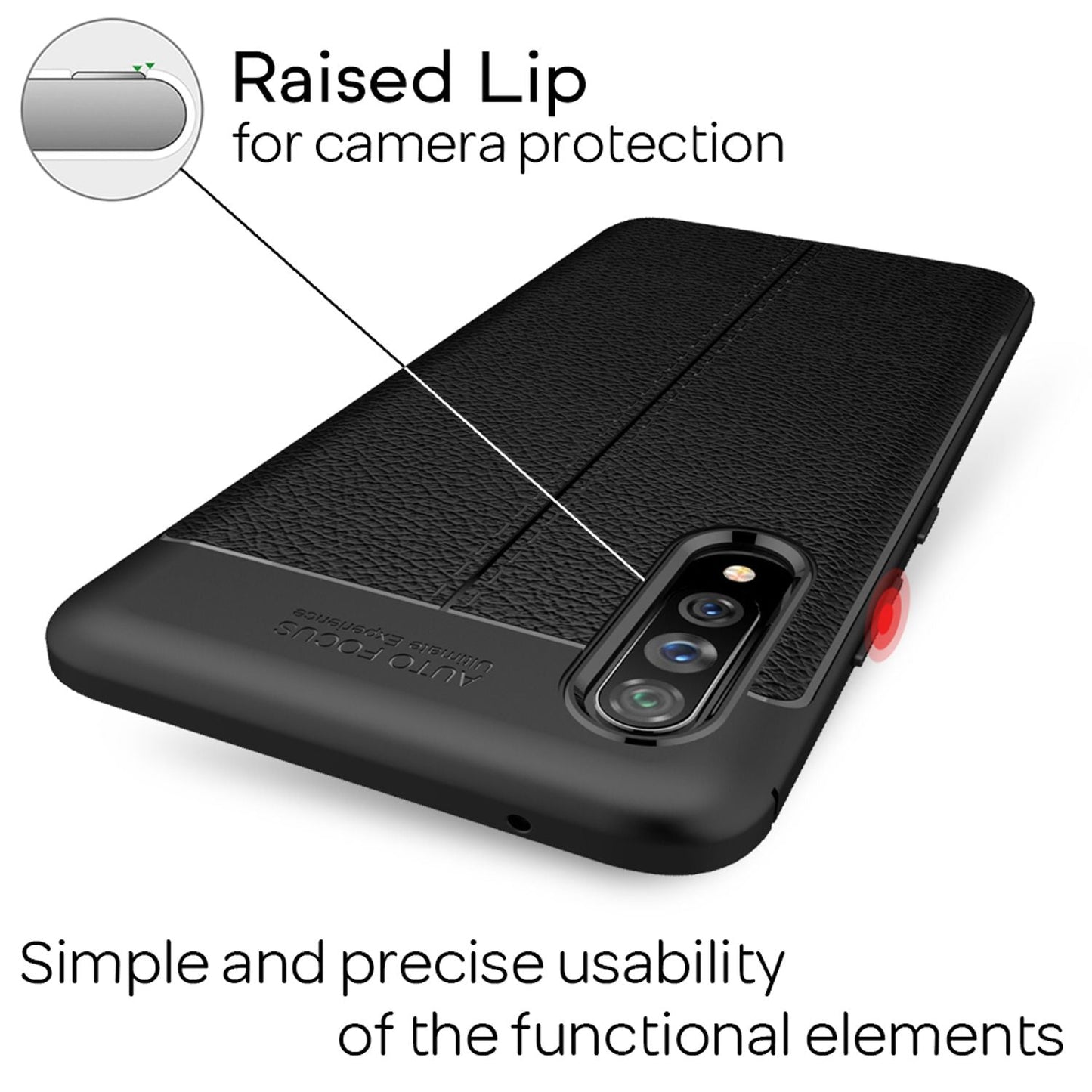 NALIA Design Case kompatibel mit Samsung Galaxy A90 5G Hülle, Leder Optik Stylische Handyhülle Stoßfeste Silikon Schutzhülle, Slim Phone Backcover Dünne Handy-Tasche Cover Etui Kratzfest - Schwarz