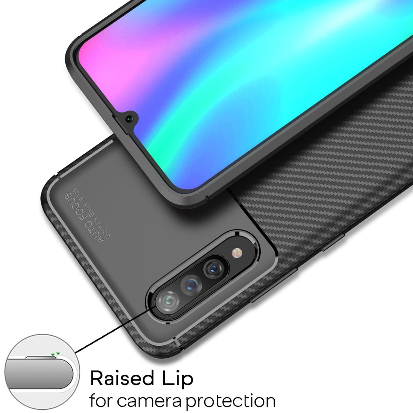NALIA Carbon Look Handyhülle kompatibel mit Samung Galaxy A90 5G Hülle, Ultra-Slim TPU Silikon Smartphone Backcover Dünne Schutzhülle, Phone Soft Cover Case Handy-Tasche Etui Gummi Bumper - Schwarz