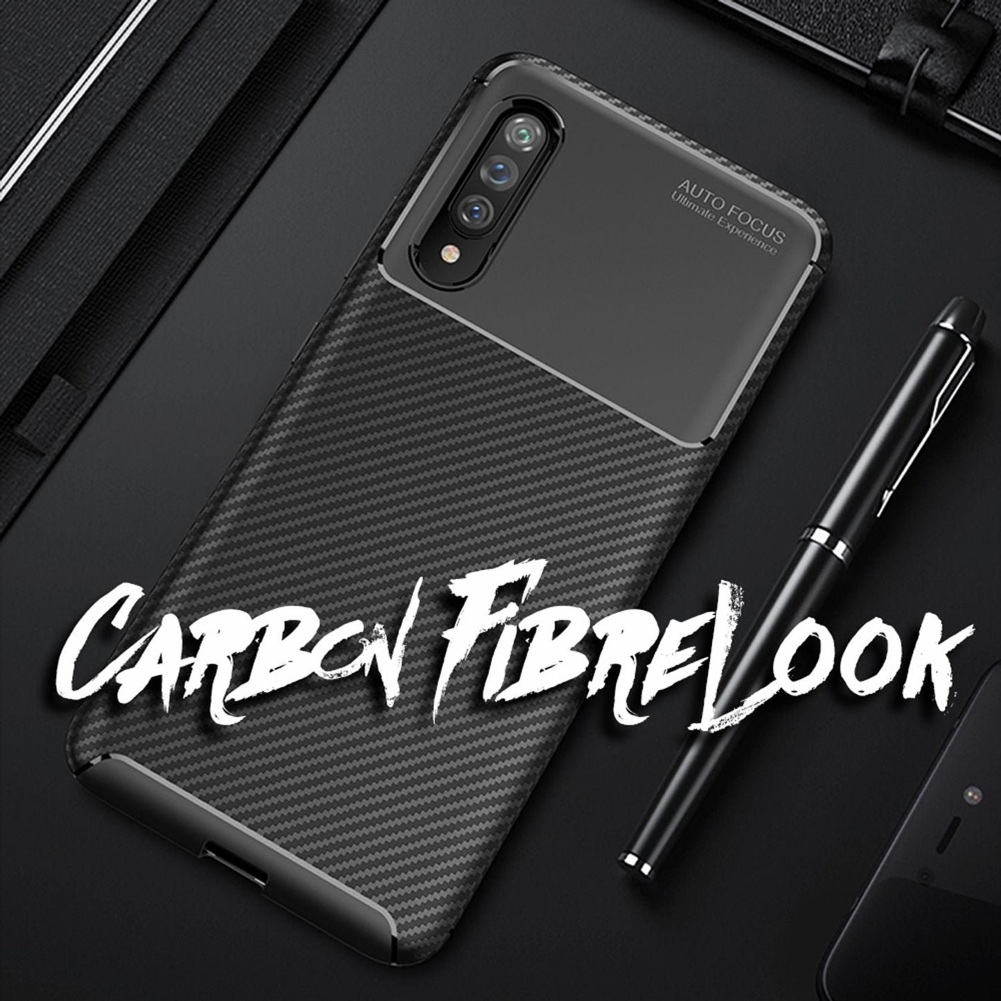 NALIA Carbon Look Handyhülle kompatibel mit Samung Galaxy A90 5G Hülle, Ultra-Slim TPU Silikon Smartphone Backcover Dünne Schutzhülle, Phone Soft Cover Case Handy-Tasche Etui Gummi Bumper - Schwarz
