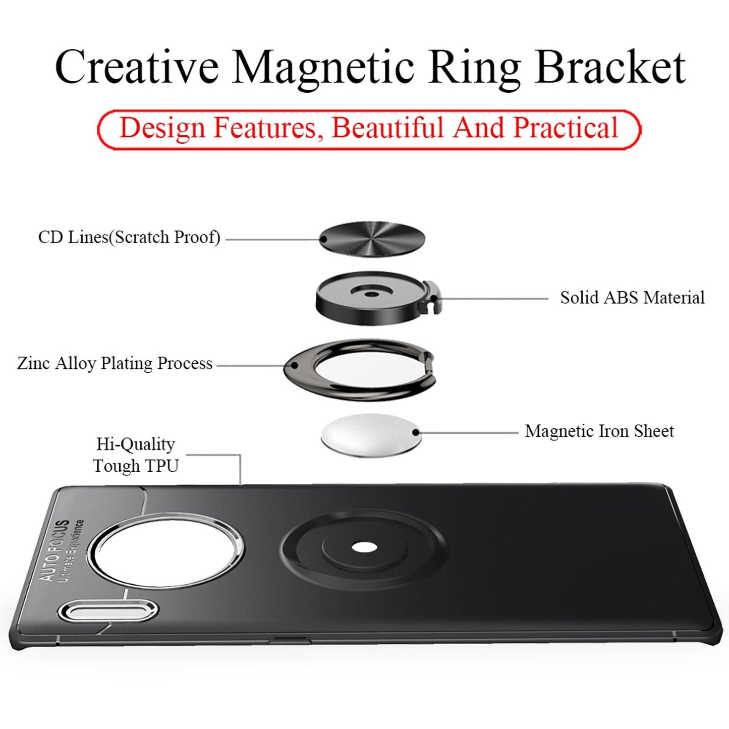NALIA Ring Handyhülle kompatibel mit Huawei Mate 30 Pro / Mate 30 Pro 5G Hülle, Silikon mit 360 Grad Finger-Halter für magnetische KFZ-Halterung, Schutzhülle Cover Phone Case Handy-Tasche Schutz Etui