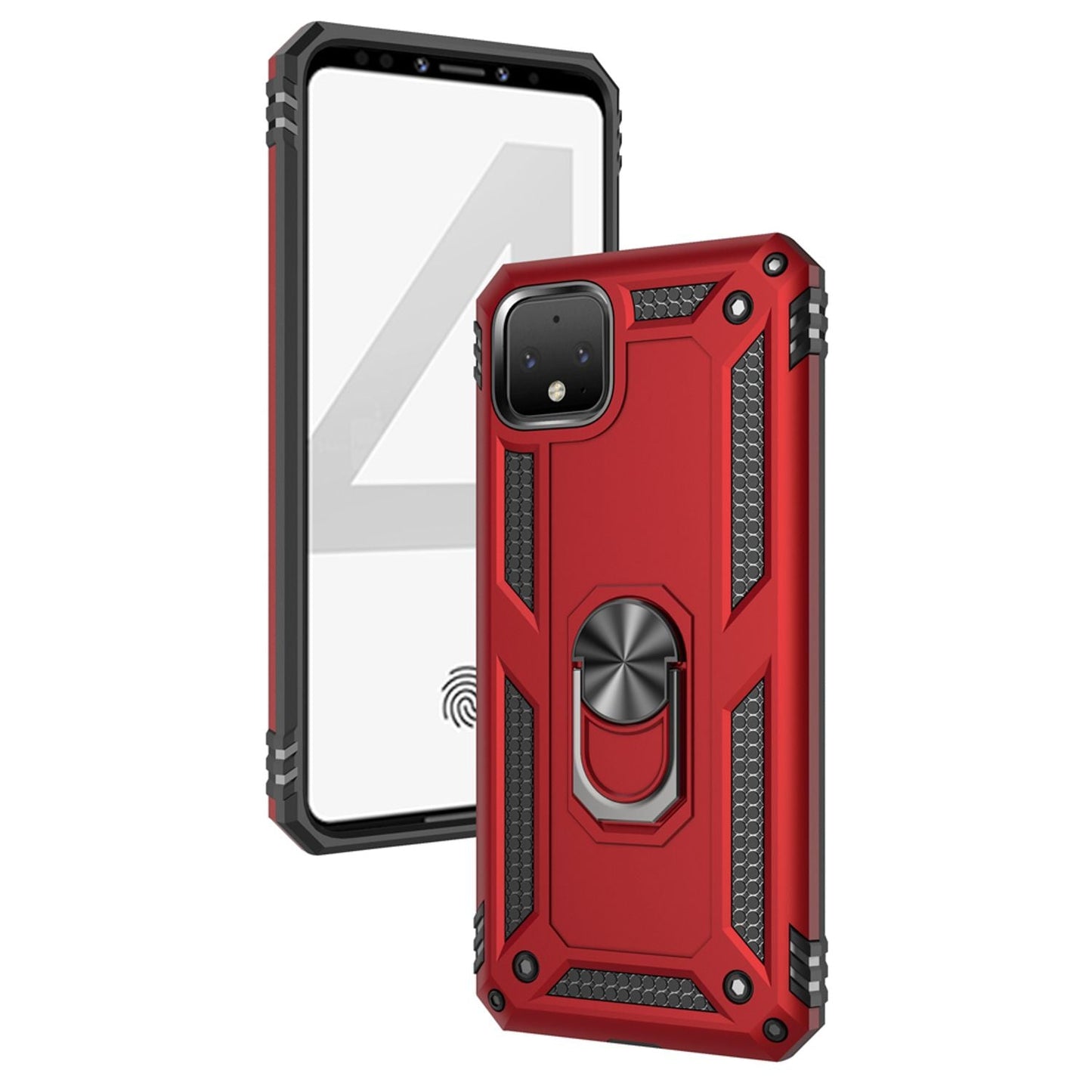 NALIA Panzerhülle für Google Pixel 4 – Ring-Ständer 360° & Magnet-Halterung Kompatibel – RINGDEFEND (Stoßfestes Outdoor Case) – Marke aus Berlin