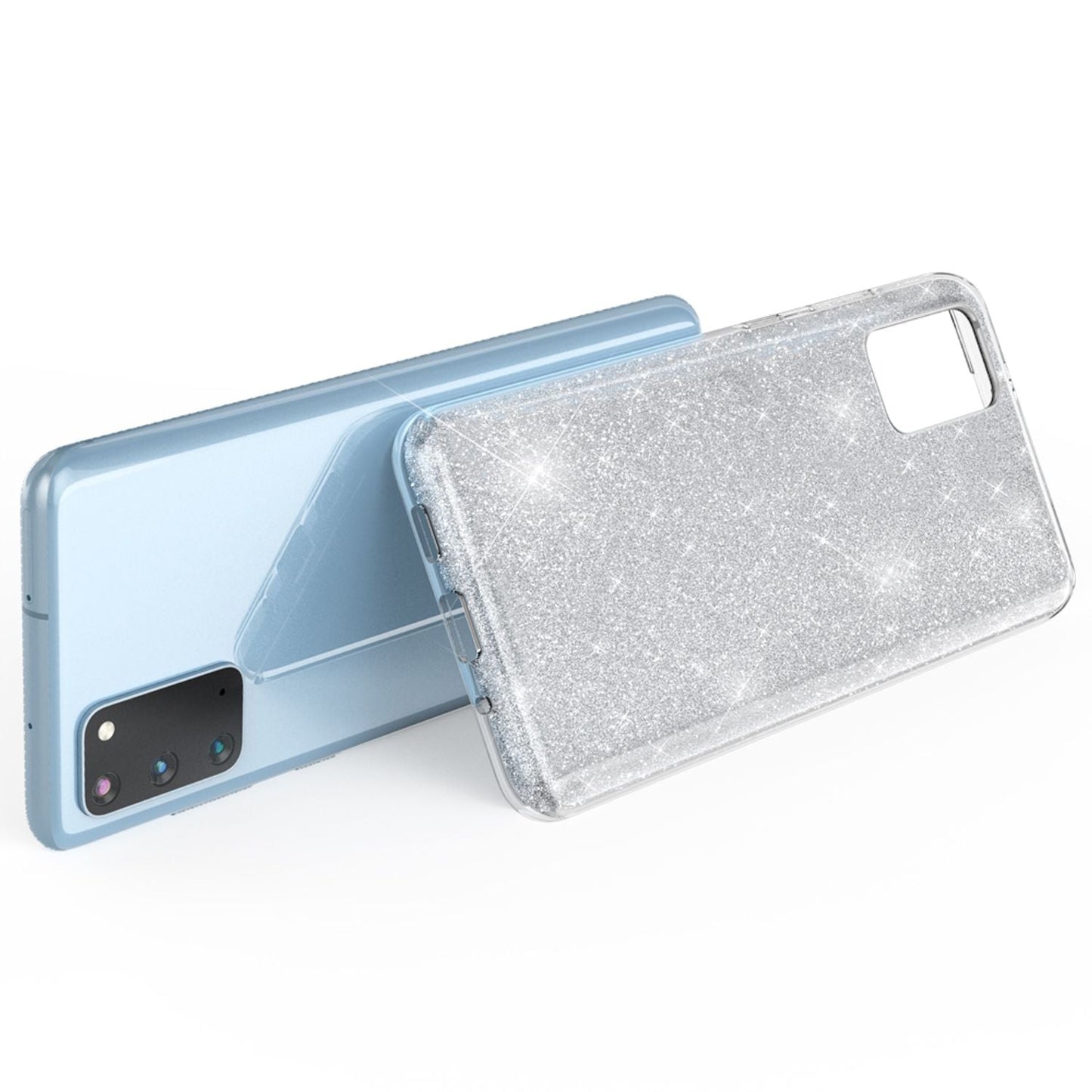 NALIA Glitzerhülle für Samsung Galaxy S20 – Funkelnder Glitzer-Look & Grip – SHINEPOP (Silikon Case) – Marke aus Berlin