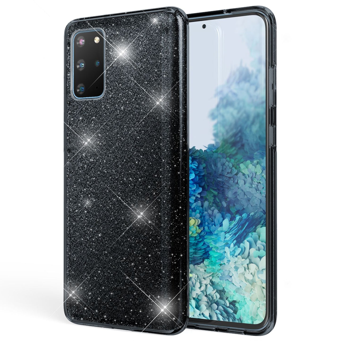 NALIA Glitzerhülle für Samsung Galaxy S20 Plus – Funkelnder Glitzer-Look & Grip – SHINEPOP (Silikon Case) – Marke aus Berlin