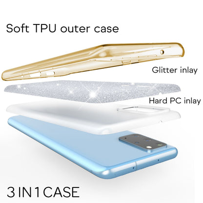 NALIA Glitzerhülle für Samsung Galaxy S20 Plus – Funkelnder Glitzer-Look & Grip – SHINEPOP (Silikon Case) – Marke aus Berlin