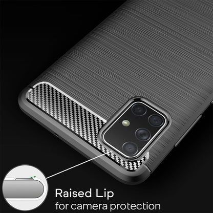 NALIA Design Case kompatibel mit Samsung Galaxy A71 Hülle, Carbon Look Stylische Handyhülle Stoßfeste Silikon Schutzhülle, Dünne Handy-Tasche Phone Cover Bumper Soft Skin TPU Etui Kratzfest - Schwarz
