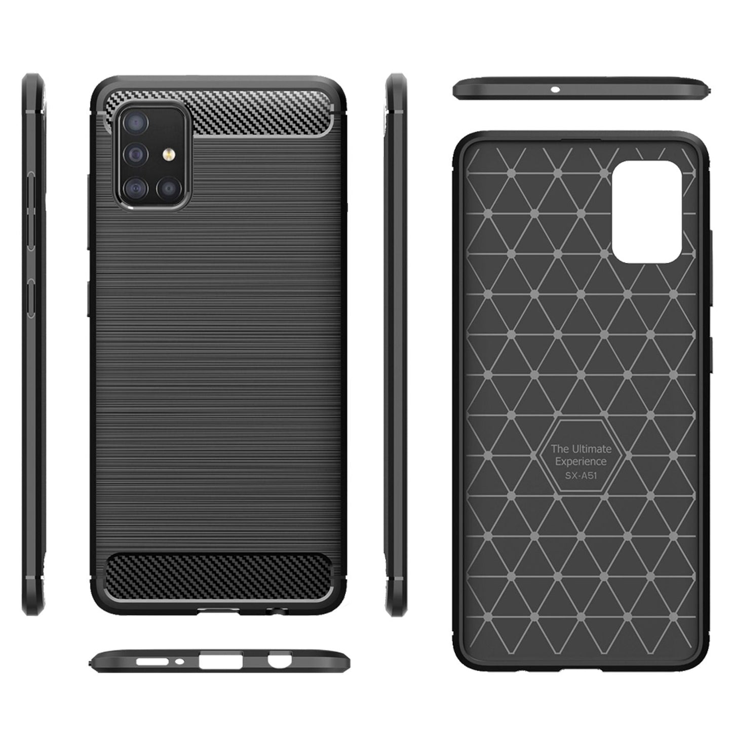 NALIA Design Case kompatibel mit Samsung Galaxy A71 Hülle, Carbon Look Stylische Handyhülle Stoßfeste Silikon Schutzhülle, Dünne Handy-Tasche Phone Cover Bumper Soft Skin TPU Etui Kratzfest - Schwarz