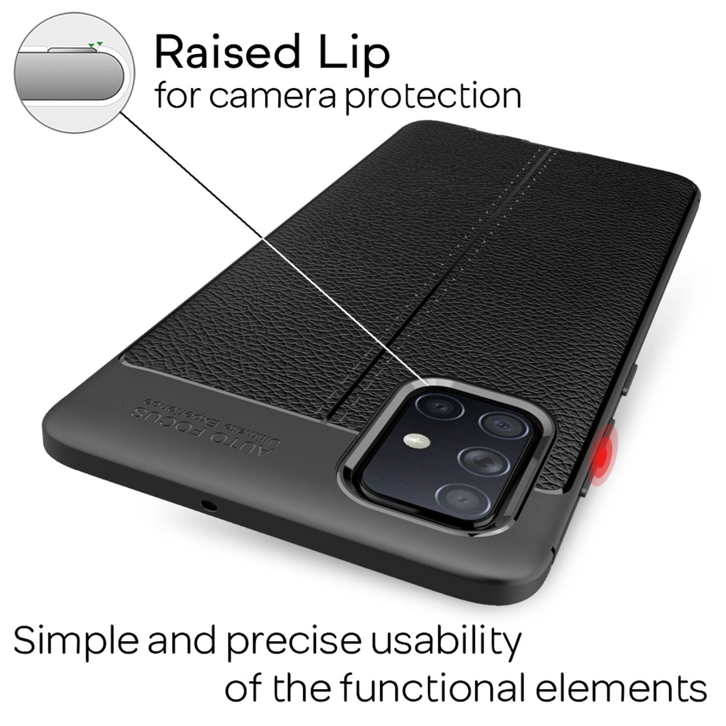 NALIA Design Case kompatibel mit Samsung Galaxy A51 Hülle, Leder Optik Stylische Handyhülle Stoßfeste Silikon Schutzhülle, Slim Phone Backcover Dünne Handy-Tasche Cover Kratzfest Lederhülle - Schwarz