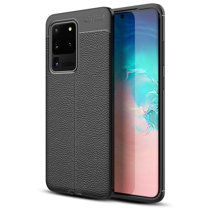 NALIA Design Case kompatibel mit Samsung Galaxy S20 Ultra Hülle, Leder Optik Stylische Handyhülle Stoßfeste Silikon Schutzhülle, Slim Phone Backcover Skin Dünne Handy-Tasche Cover Kratzfest - Schwarz
