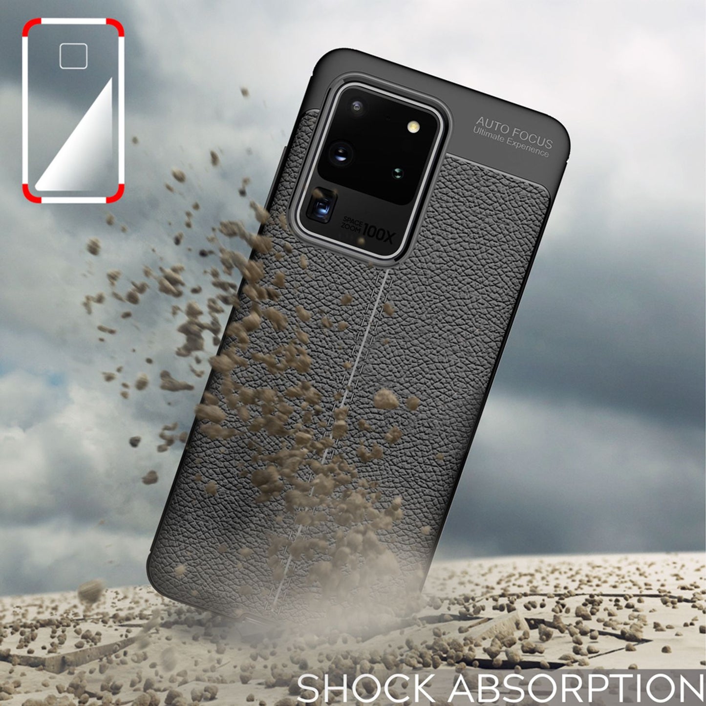 NALIA Design Case kompatibel mit Samsung Galaxy S20 Ultra Hülle, Leder Optik Stylische Handyhülle Stoßfeste Silikon Schutzhülle, Slim Phone Backcover Skin Dünne Handy-Tasche Cover Kratzfest - Schwarz