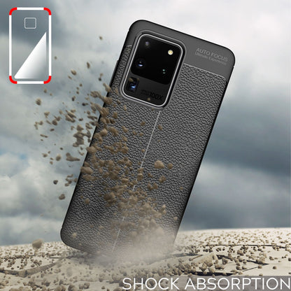 NALIA Design Case kompatibel mit Samsung Galaxy S20 Ultra Hülle, Leder Optik Stylische Handyhülle Stoßfeste Silikon Schutzhülle, Slim Phone Backcover Skin Dünne Handy-Tasche Cover Kratzfest - Schwarz