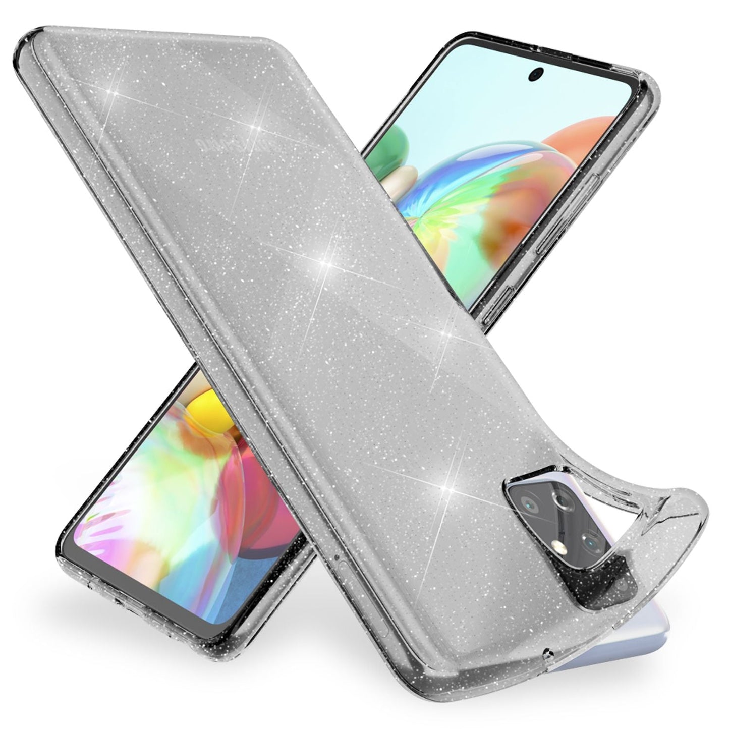 NALIA Glitzerhülle für Samsung Galaxy A71 – Funkelndes Silikon Case – DAZZLIN (Transparent & Stoßfest) – Marke aus Berlin