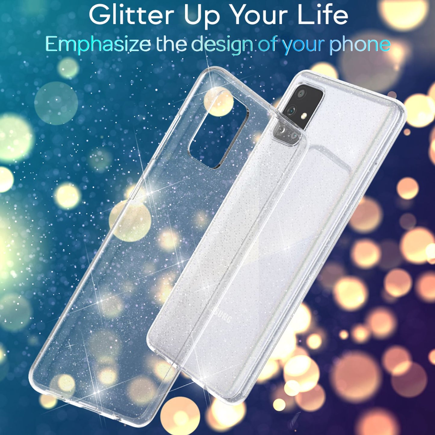 NALIA Glitzerhülle für Samsung Galaxy A71 – Funkelndes Silikon Case – DAZZLIN (Transparent & Stoßfest) – Marke aus Berlin