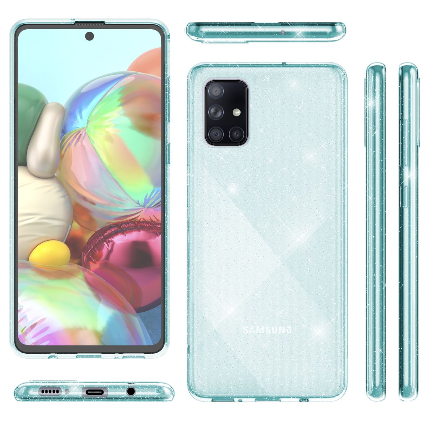 NALIA Glitzerhülle für Samsung Galaxy A71 – Funkelndes Silikon Case – DAZZLIN (Transparent & Stoßfest) – Marke aus Berlin