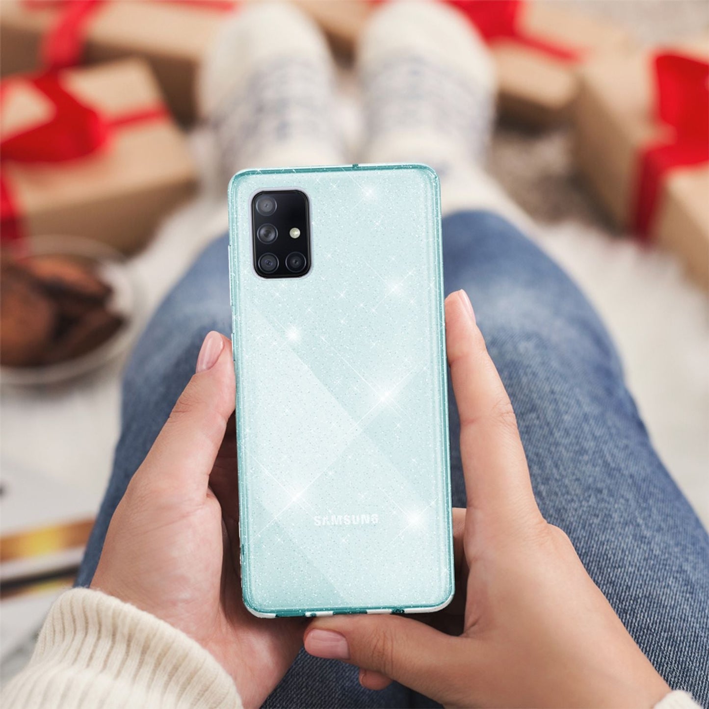 NALIA Glitzerhülle für Samsung Galaxy A71 – Funkelndes Silikon Case – DAZZLIN (Transparent & Stoßfest) – Marke aus Berlin