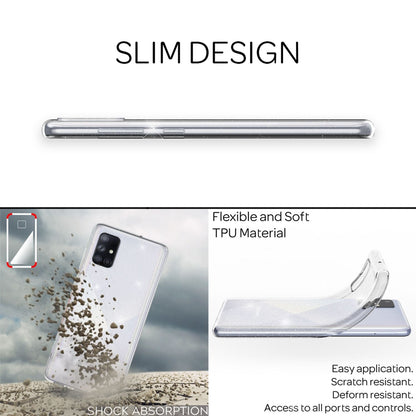 NALIA Glitzerhülle für Samsung Galaxy A71 – Funkelndes Silikon Case – DAZZLIN (Transparent & Stoßfest) – Marke aus Berlin