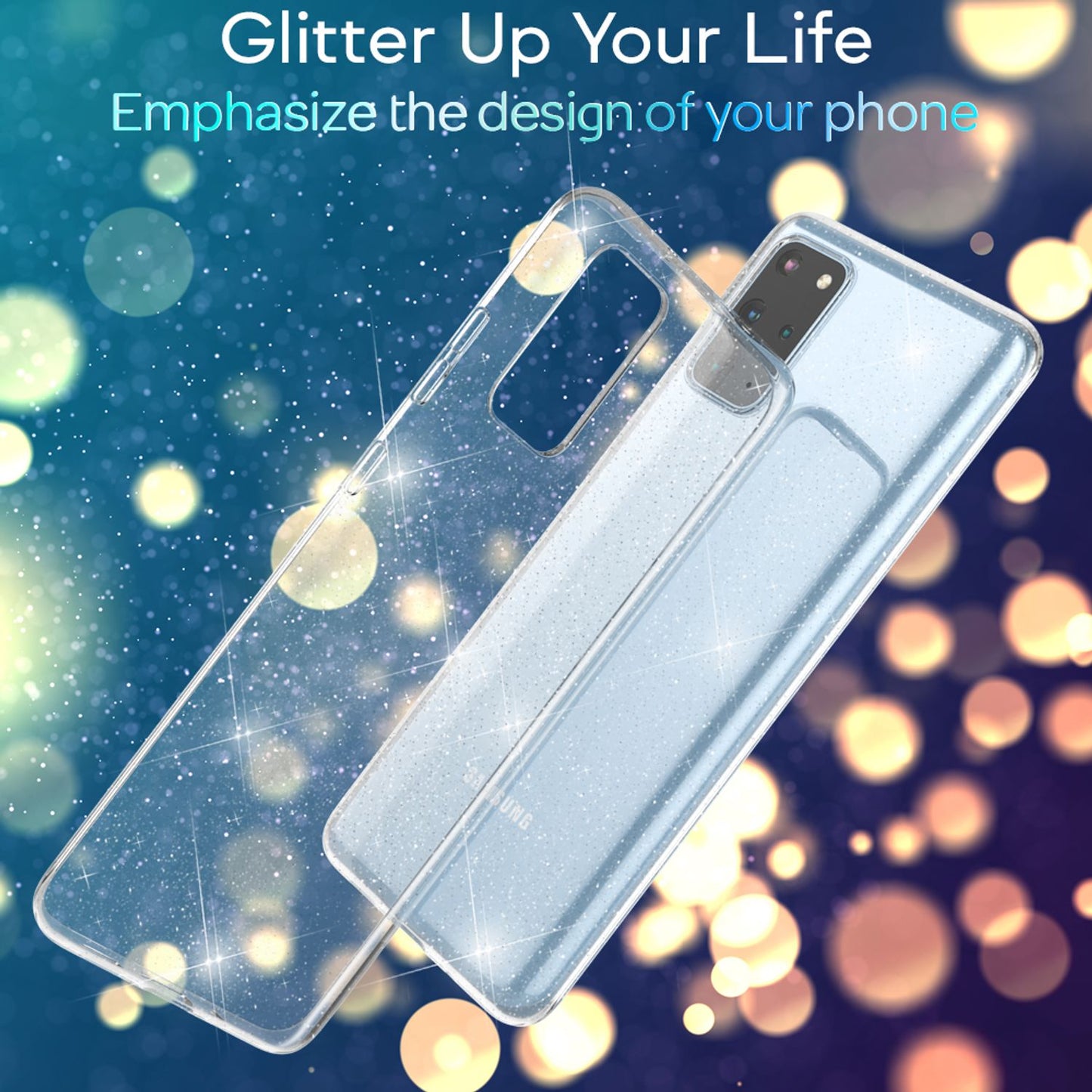 NALIA Glitzerhülle für Samsung Galaxy S20 Plus – Funkelndes Silikon Case – DAZZLIN (Transparent & Stoßfest) – Marke aus Berlin