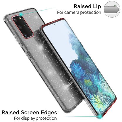 NALIA Glitzerhülle für Samsung Galaxy S20 Plus – Funkelndes Silikon Case – DAZZLIN (Transparent & Stoßfest) – Marke aus Berlin